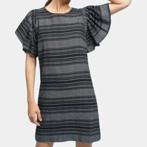 Anthropologie Moon River Denmark Dress Sz Small Stripy Ruffle Sleeve